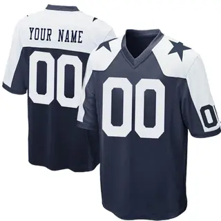 Custom Dallas Cowboys Men's Game Custom Throwback Nike Jersey - Navy Blue