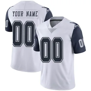 Custom Dallas Cowboys Men's Limited Custom Color Rush Vapor Untouchable Nike Jersey - White