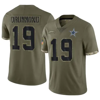 Dontario Drummond Dallas Cowboys Youth Limited 2022 Salute To Service Nike Jersey - Olive