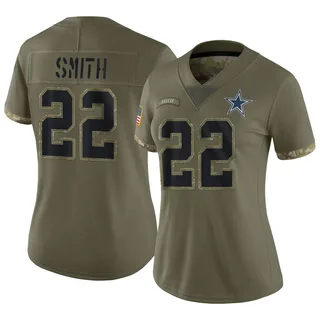 Emmitt Smith Dallas Cowboys Women's Limited 2022 Salute To Service Nike Jersey - Olive
