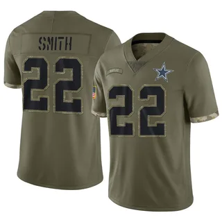 Emmitt Smith Dallas Cowboys Youth Limited 2022 Salute To Service Nike Jersey - Olive